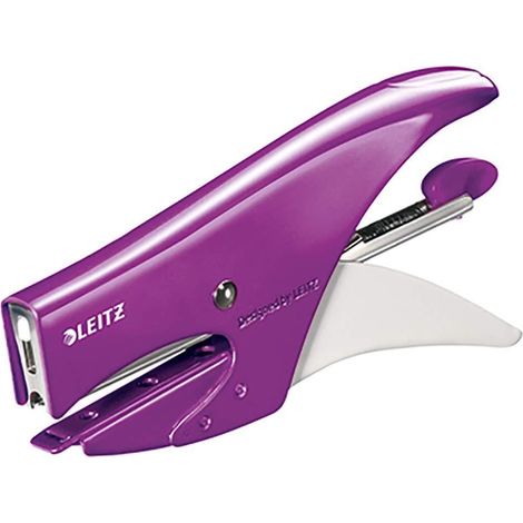 Leitz Cucitrice a Pinza, Capacità fino a 15 Fogli, Design Ergonomico in Metallo, Include Punti, Gamma WOW, Blister, Viola (1/5)