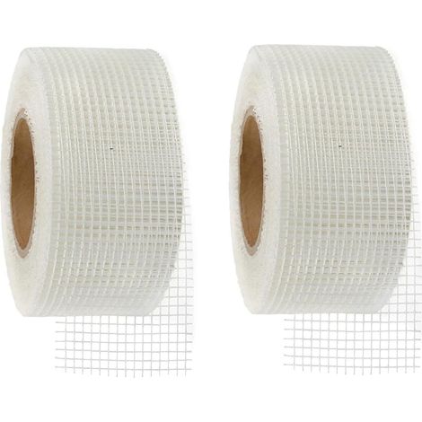 2 rouleaux de ruban adhésif blanc très résistant pour plaques de plâtre, pour renforcer les joints et réparer les fissures, 25 m (1/5)