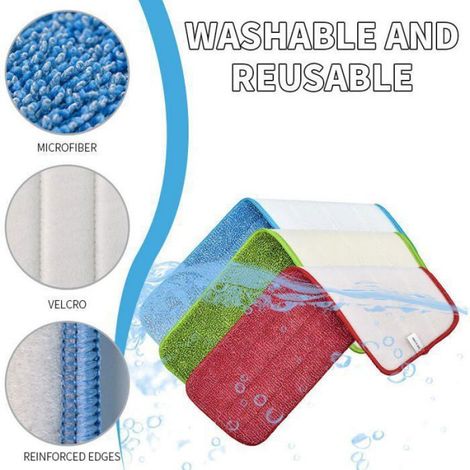 Ahlsen Housse de Nettoyage Remplacement, 3PCS Microfibre de Balai Mop Remplacement pour Serpillère Spray/Nettoyeur Vapeur, Lo Femeo (1/4)