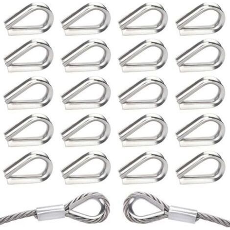 40 Pièces M5 Cosses de Câble Métallique en Acier Inoxydable 304 Cosse Coeur pour Cable Acier pour Câble Métallique 5mm (1/4)