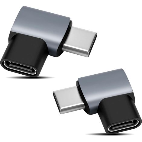 Lot de 2 adaptateurs USB C coudés à 90 °, transfert de données 40 Gbps, charge rapide 100 W, écran vidéo 8K, compatible avec Thunderbolt 3/4, Steam Deck, commutateur, ordinateur portable, tablette et (1/5)