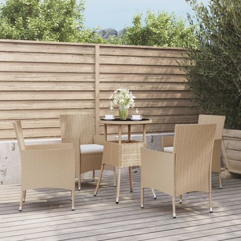 Ensemble de bistro de jardin 5 pcs-Salon de jardin bistro coussins beige poly rotin 428266 (1/5)