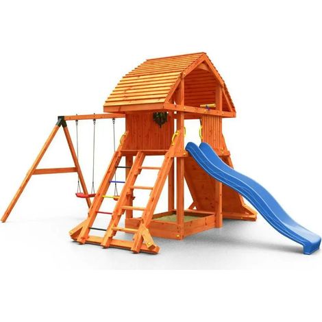 Fungoo GIANT MOVE RED gioco in legno con scivolo altalena e arrampicata (1/5)