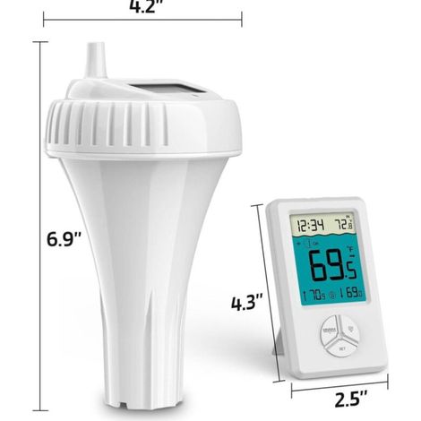 Thermomètre de piscine flottant sans fil, thermomètre intérieur extérieur pour piscine (1/5)