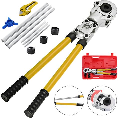 Mophorn Alicates para prensar tubos Kit de prensado manual ø16-32mm para tubos compuestos PEX Prensatelas para tubos compuestos de aluminio