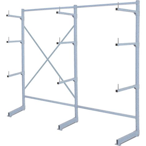 BRB Kragarmregal komplett, verzinkt, HxBxT 1950x2090x450 mm, 3 Ständer und 9 Arme (1/3)