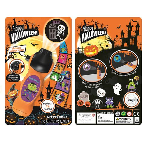 Lampe projecteur enfant 24 motifs - thème Halloween, diapositives éducatives, jouet lumineux tenu en main (1/5)
