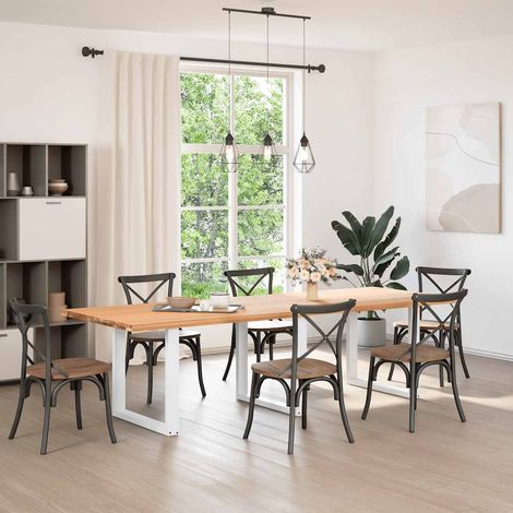 Maison Exclusive - Esstischbeine U-Form 3 Stk. Weiß 90x(72-73) cm