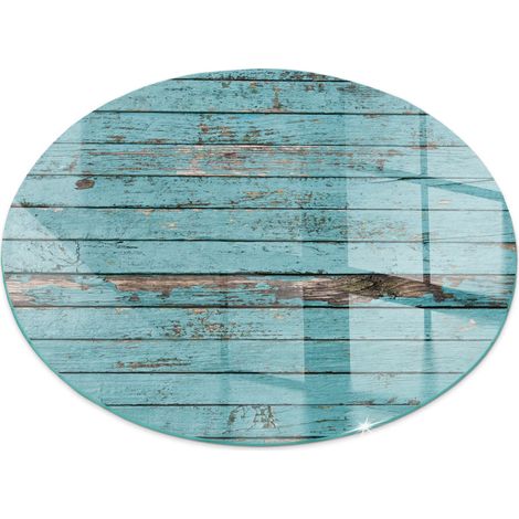 Plaque de sol sous poêle à bois en verre trempé protection thermique du plancher Planches de style rustique Ronde fi 60 cm (1/5)