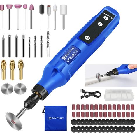 Outil rotatif sans fil, équipé d'une batterie lithium-ion, vitesse à 5 vitesses, 80 types d'accessoires, outil multifonction, adapté au meulage, au polissage, au perçage, à la production artisanale de (1/5)