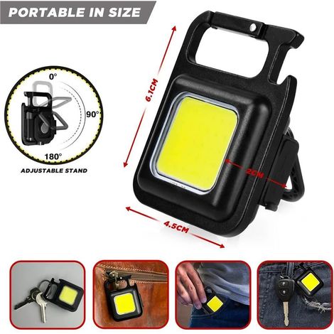 Dekton Keychain COB LED Torch 500 Lumens Magnetic Rechargeable Clip on Light