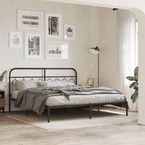 Teenpull – Bettgestell mit Kopfteil Metall Schwarz 193x203 cm (1/5)