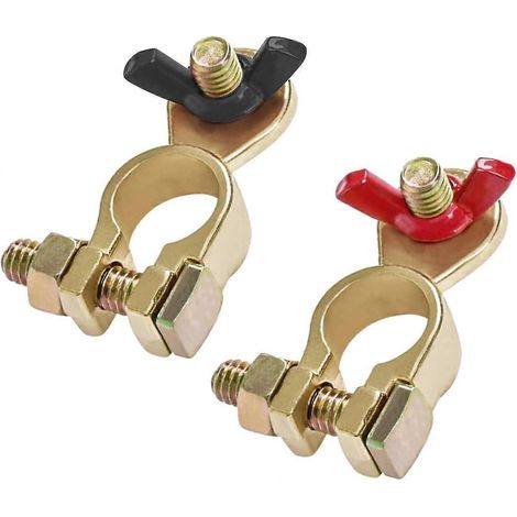 Bornes de batterie 12 V/24 V, connecteurs de batterie pour voiture et bateau avec écrou papillon, rouge et noir, lot de 2 (KF)WHBYV (1/4)