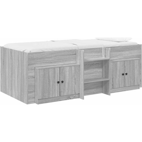 Loft Bed Frame with Cabinet 3 pcs Grey Sonoma Engineered Wood vidaXL (1/5)