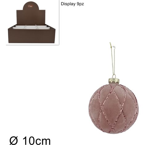 PALLA VETRO DIAMETRO 10 CM VELLUTO ROSA