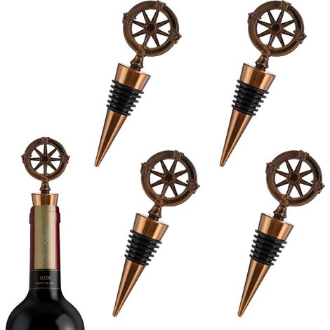 Bouchon de bouteille, bouchon de vin, bouchon de bouteille de vin en métal vintage 4 pièces, bouchon de bouteille boussole