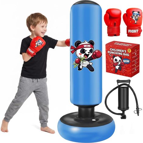 Sac de Frappe Enfant, 130cm Sac de Boxe Gonflable Punching Ball (1/5)