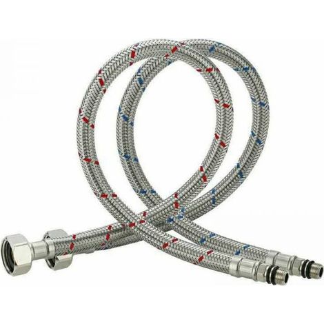 80 cm flexible connection in 304 stainless steel – Corrosion resistant – Flow rate 28 litres/min – For hot and cold water taps (1/5)