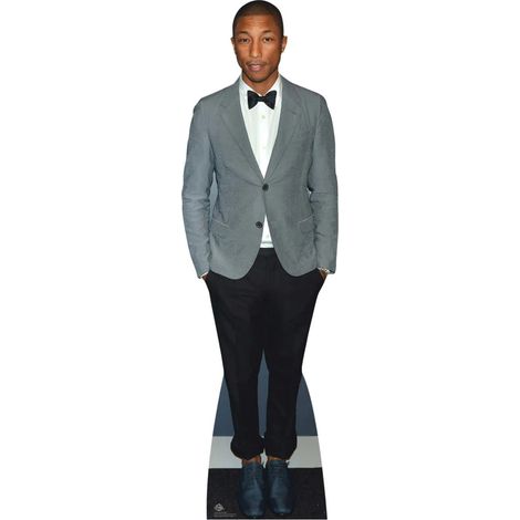 Figurine en carton - Pharrell Williams veste grise - Chanteur - Haut 179 cm (1/4)