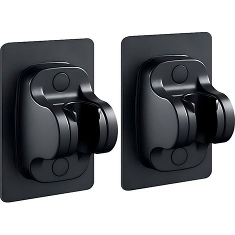 No Drilling Shower Head Holder, Wall Mounted Shower Head Holder with Adjustable Angle, Waterproof, Strong Adhesive, Universal Shower Holder for Bathroom (Black 2 Pack) (1/5)