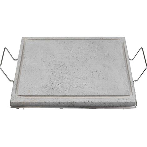 Pietra Ollare grande 60x40 cm con Stand in Metallo Piastra Vulcanica Bistecchiera & Grill da Tavolo Barbecue Griglia per Servire Carni Verdure pesce cottura Dietetica con Canale Raccogli Grassi Made i