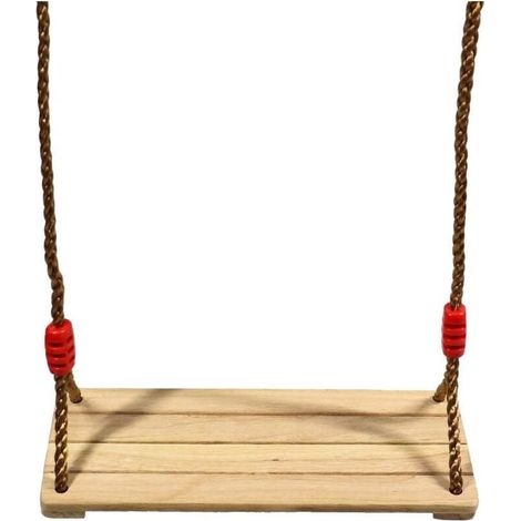 Balançoire en Bois pour Enfants et Adultes, Siège avec Cordes Réglables pour Arbre et Aire de Jeux (1/4)