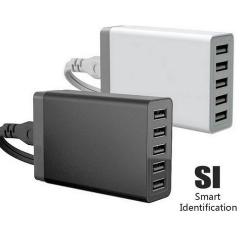 Chargeur rapide 40 W à 5 ports 8 A, compatible avec iPhone 14/13/12/11, Mini, iPad, Samsung et autres smartphones et tablettes. (1/4)