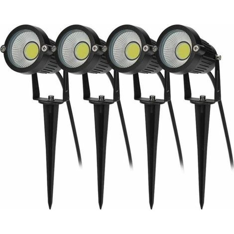 Lote de 4 focos LED orientables COB de 5W, 220V, impermeables IP65 para iluminación exterior con estaca, lámpara de jardín. (1/5)