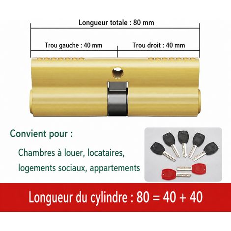 Serrure à poignée de portail de jardin bronze antique, cylindre 80 = 40 + 40 80 40 1,5 kg – Livraison gratuite