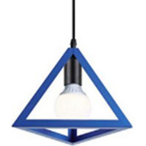 Pendelleuchte Metall Dreieckiger Käfig Hängende Deckenleuchte E27 Modern für Wohnzimmer Küche(Blau)