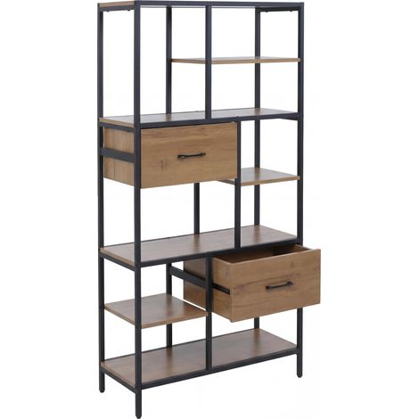Regal HHG-622, Regalschrank Bücherregal Standregal, Schubladen Industrial MDF Metall Melamin 150x81x33cm braun