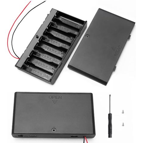 2 x 12V AA Plastic Battery Holder Storage Box with On/Off Switch + Conductor Wires