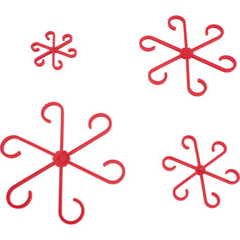 Set di 4 supporti per steli di piante, 4 diverse misure, portatili, impermeabili e riutilizzabili, clip di supporto per piante rampicanti, colore rosso. (1/5)