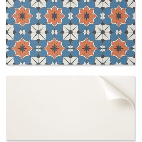 Panel decorativo de vinilo autoadhesivo con estampado floral de 100x50 cm en el fondo.
