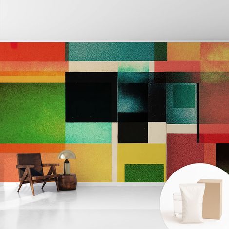 Tapete Vliestapete mit Kleber - Wandgestaltung - Tapete Wohnzimmer - Flur Eingangsbereich Geometrische Abstraktion 416x254 cm (1/5)