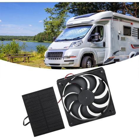 Ventilateur Solaire Kit 3W ABS Exhaust Ventilation Fan avec Grille de Protection pour Maison, Cabane, Poulailler - Dimensions 12x12x2.5cm, Panneau Solaire 11x8cm, 1 Fan & 1 Panneau (1/5)