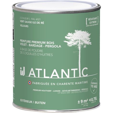 Peinture bois extérieurs -RAL 6021 Vert sauge Ile de Ré - 750ML - ATLANTIC (1/3)