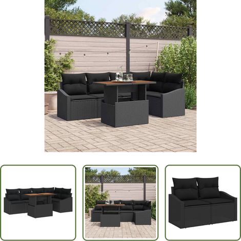 Salle à manger extérieure - Ensemble de salle à manger pour jardin 6 pcs Noir et Marron (1/5)