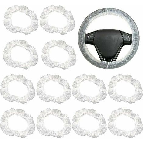 300pcs Housse de Volant Transparente Universelle Couverture de Protection Élastique Étanche en Plastique Couvercle Couvre Cache de Volant Accessoires Intérieur de Voiture (1/5)