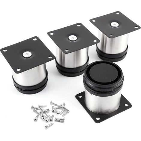 Pieds De Meubles - Acier Inoxydable - Hauteur Réglable Jusqu'à 75 mm - Pour Tables Armoires Étagères - Lot De 4 (1/5)