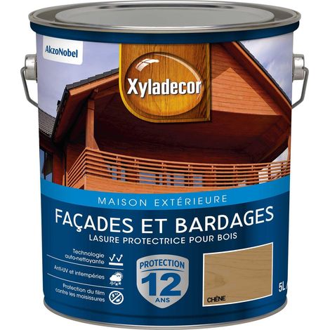 Lasure protectrice pour bois extérieur - Facades et Bardages - aspect satin chêne 5 L - Xyladecor