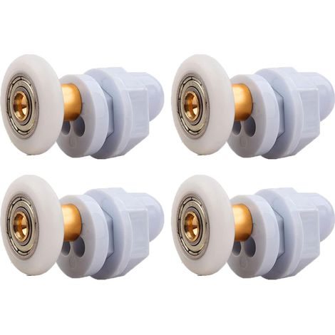 (23MM) Roulettes Porte de Douche, 4 Pièces Roulette Porte Coulissante Douche en Laiton, Roulette Porte Coulissante (1/5)