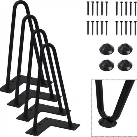 Pieds de Table DIY Métal  20 cm, Lot de 4, Plus Solides, Avec Vis et Protection de Sol
