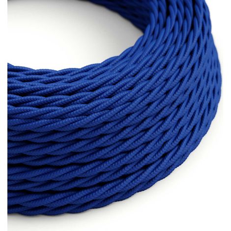 Creative-Cables Cavo elettrico rivestito in tessuto, 2 x 0,75 mm², 50 m, Classic Blue TM12, Trecciato, effetto seta