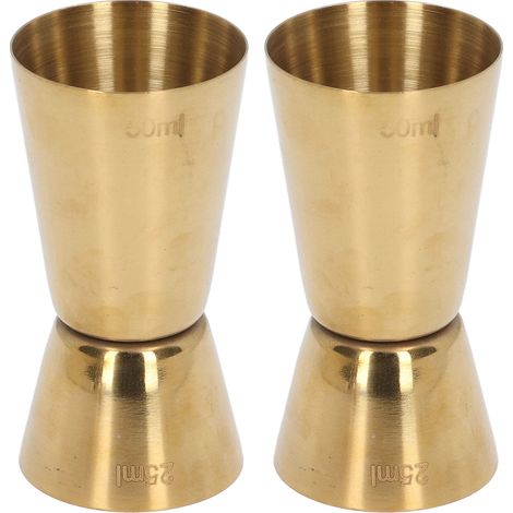 Double tête Jigger à Cocktail en Acier Inoxydable Doré, Verre Doseur à Vin pour Bar Restaurant Fête 25/50ml (1/5)