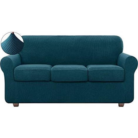 Jacquard 3 Seater Sofa Cover with Armrests Canape Cover Sofa Slipcover And Elegant Sofa Protector Cover (3 Seater,Dark Green) (1/5)