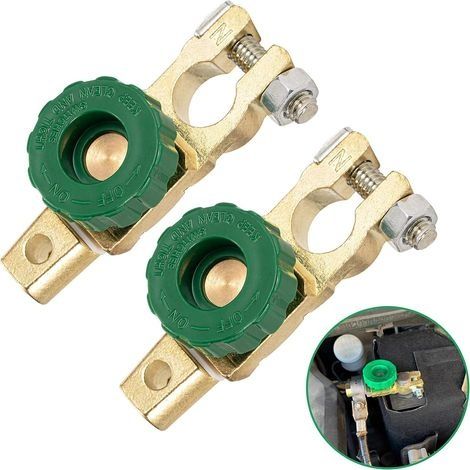 2 Pièces Coupe Circuit Batterie 12V/24V, Coupe Batterie Voiture Déconnexion Interrupteurs, Coupe Circuit Batterie Avec Bouton Vert, pour Voiture, Camion, Bateau, Véhicule (1/5)