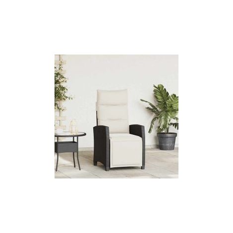 Chaise de jardin inclinable avec table d'appoint noir polyrotin (1/5)