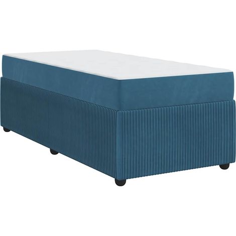 Struttura letto con materasso Blu 90 x 190 cm Velluto vidaXL (1/5)