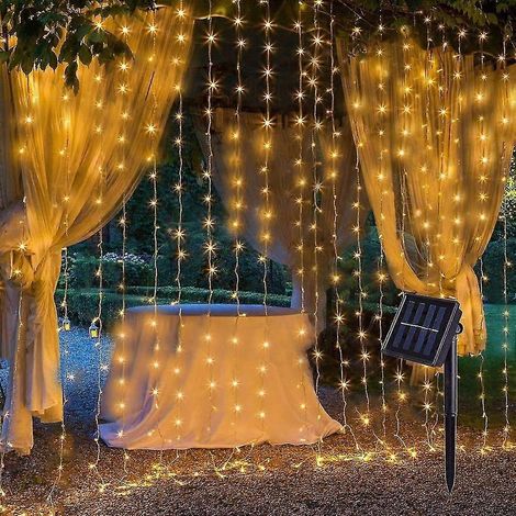 Solar-LED-Lichterkette für den Außenbereich, 3 x 3 m, 300 LEDs, Lichtervorhang für Fenster, Weihnachtsfeiern, Gartengirlande, Festtagsbeleuchtung (1/5)